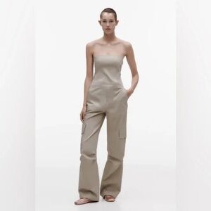 Zara Strapless Cargo Jumpsuit